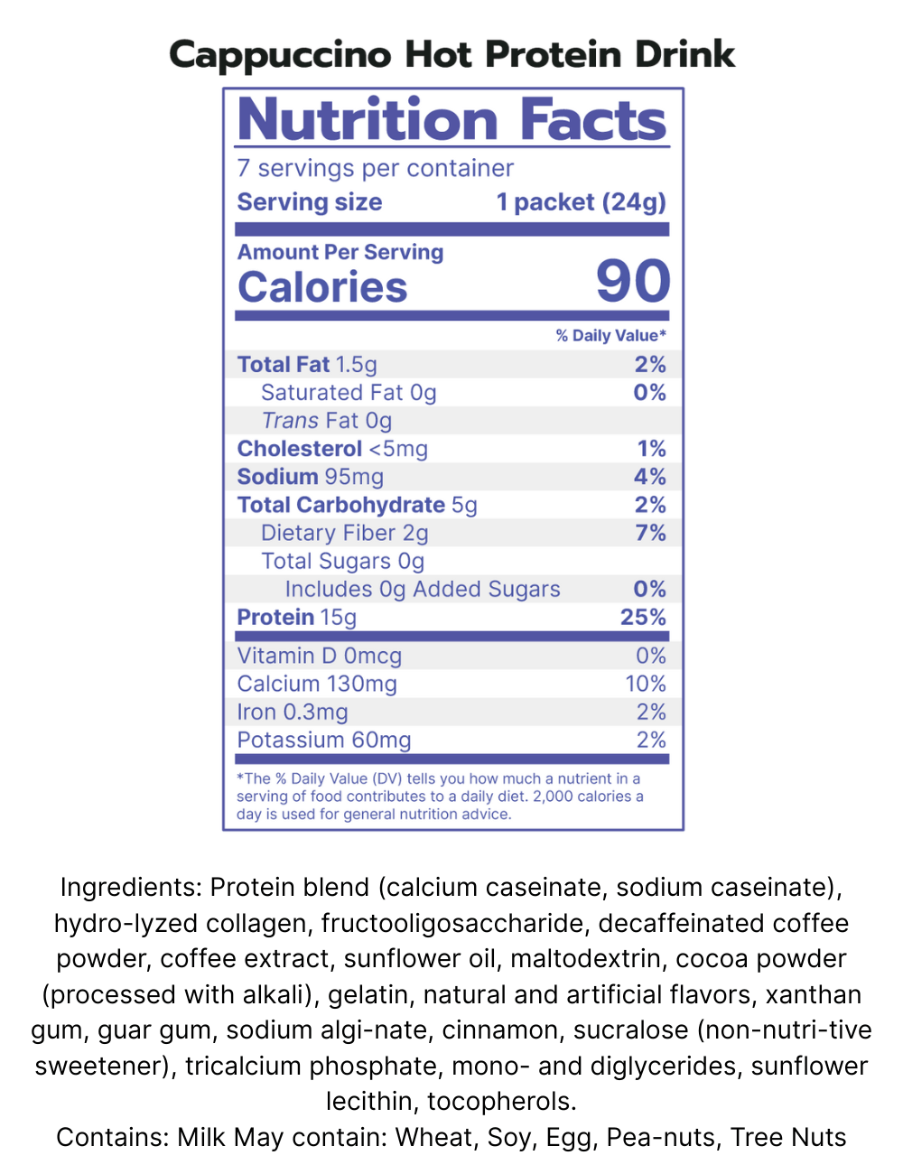 Cappuccino Decaf Hot Protein Drink nutrition facts